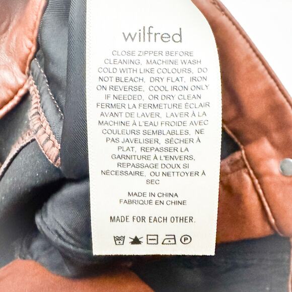 Wilfred Brown Faux Leather Zip Fly Dress Pants Straight Leg #FSL4-6940-30 Size 6 - Picture 7 of 9